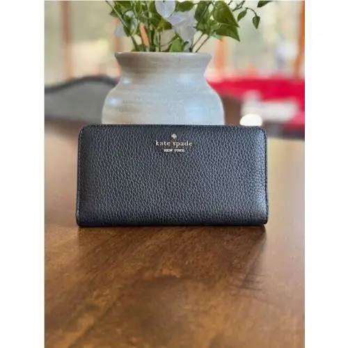 New Kate Spade New York Dumpling Pebbled Leather Large Slim Bifold Wallet