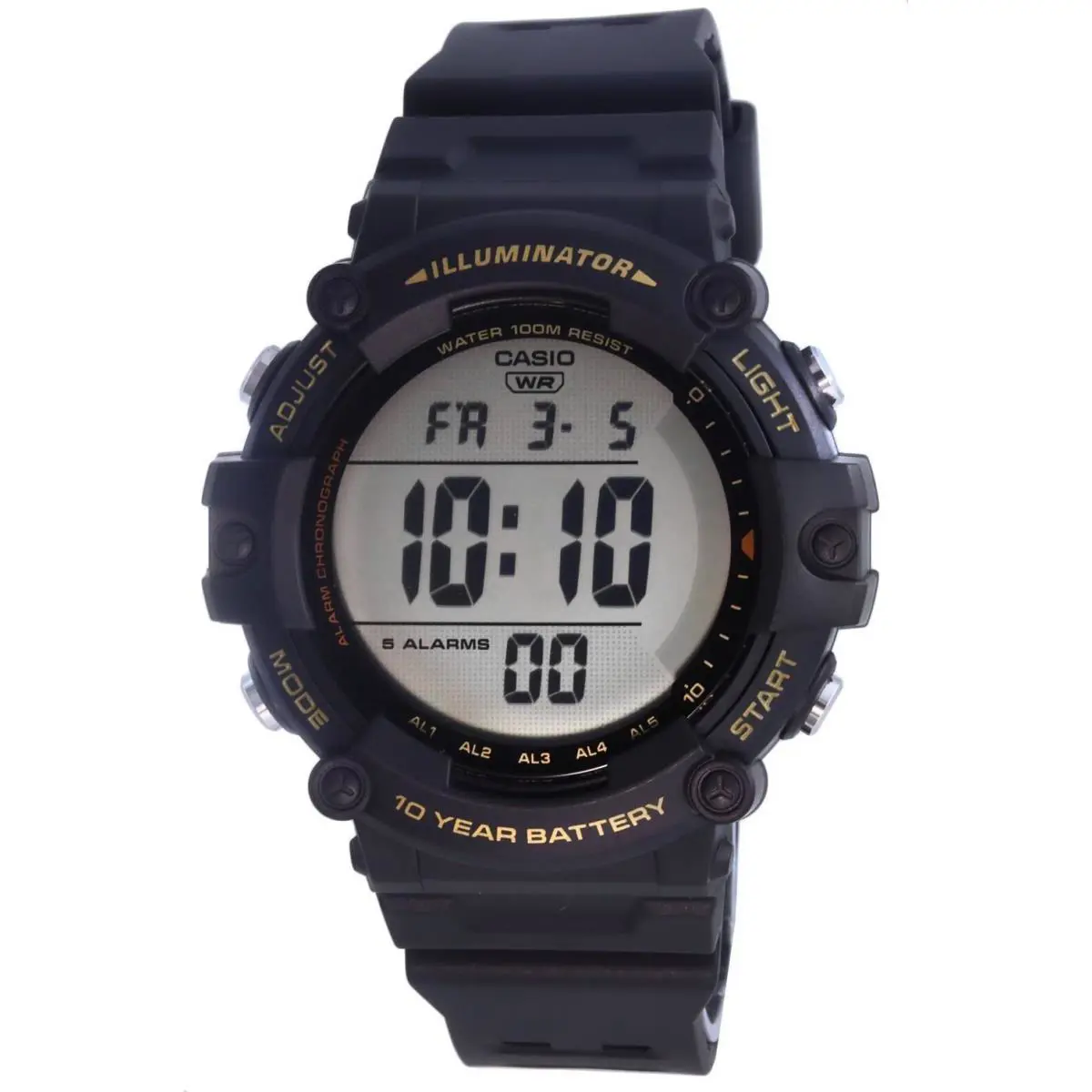 Casio Digital Alarm Illuminator Stopwatch Quartz AE-1500WHX-1A 100M Mens Watch