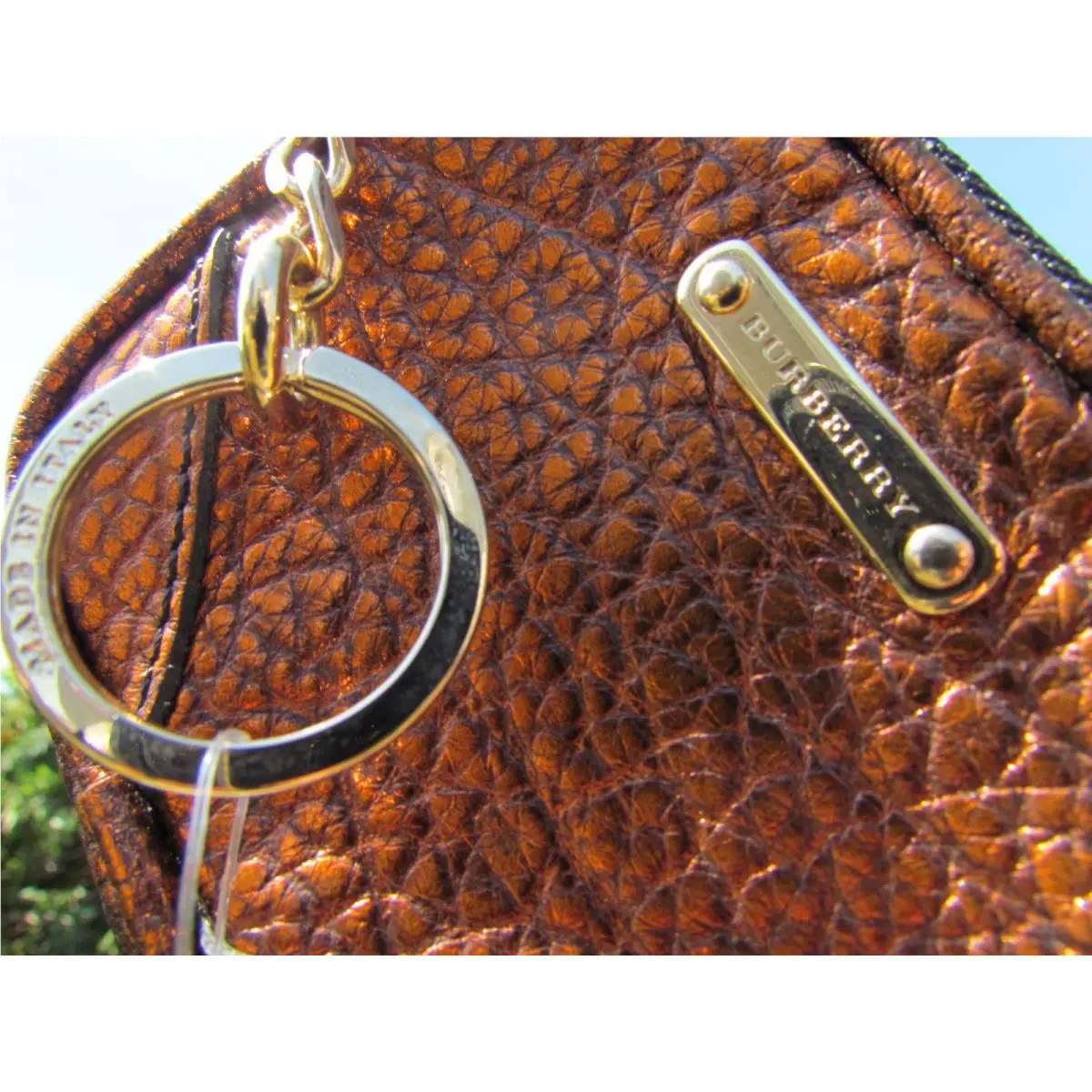 Burberry Brindley Italy Dust Bag Coin Purse Wristlet Wallet Key Leather