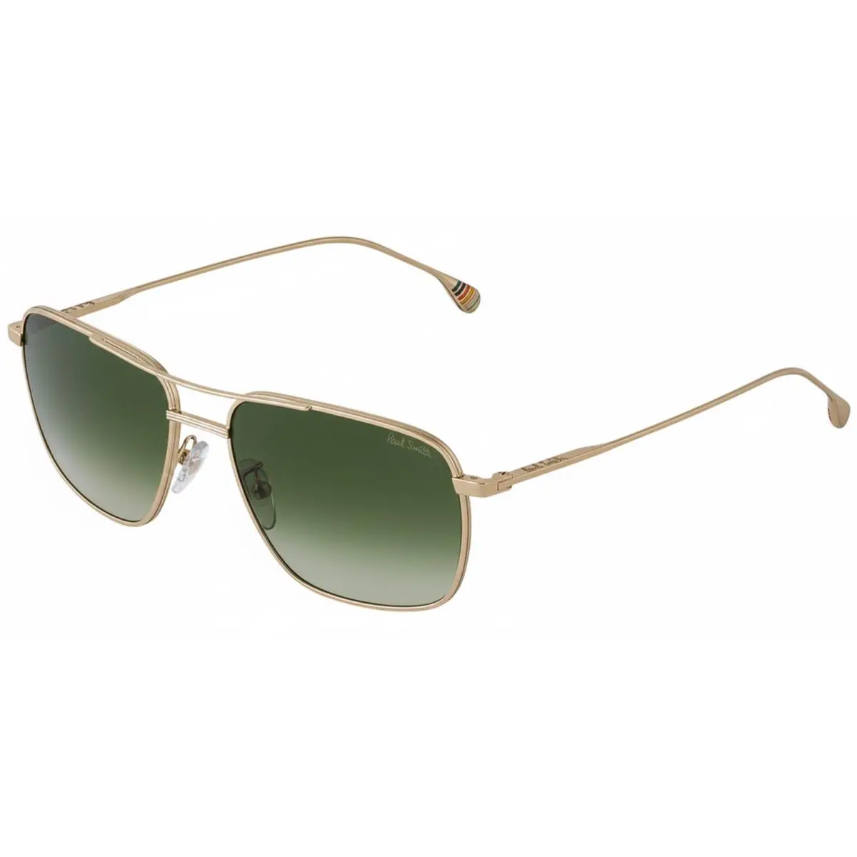 Foster Slim Metal Navigator Sunglasses w/ Gradient Lens - Italy Shiny Lt Gold-Tone/Green (003) by Paul Smith