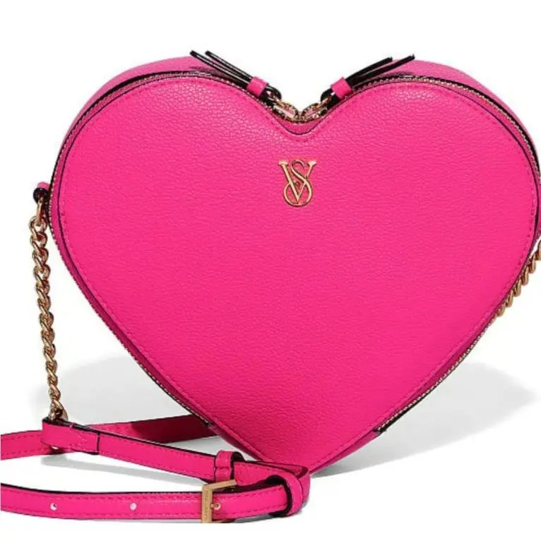 Victoria’s Secret Heart Crossbody Bag Purse Pink Leather