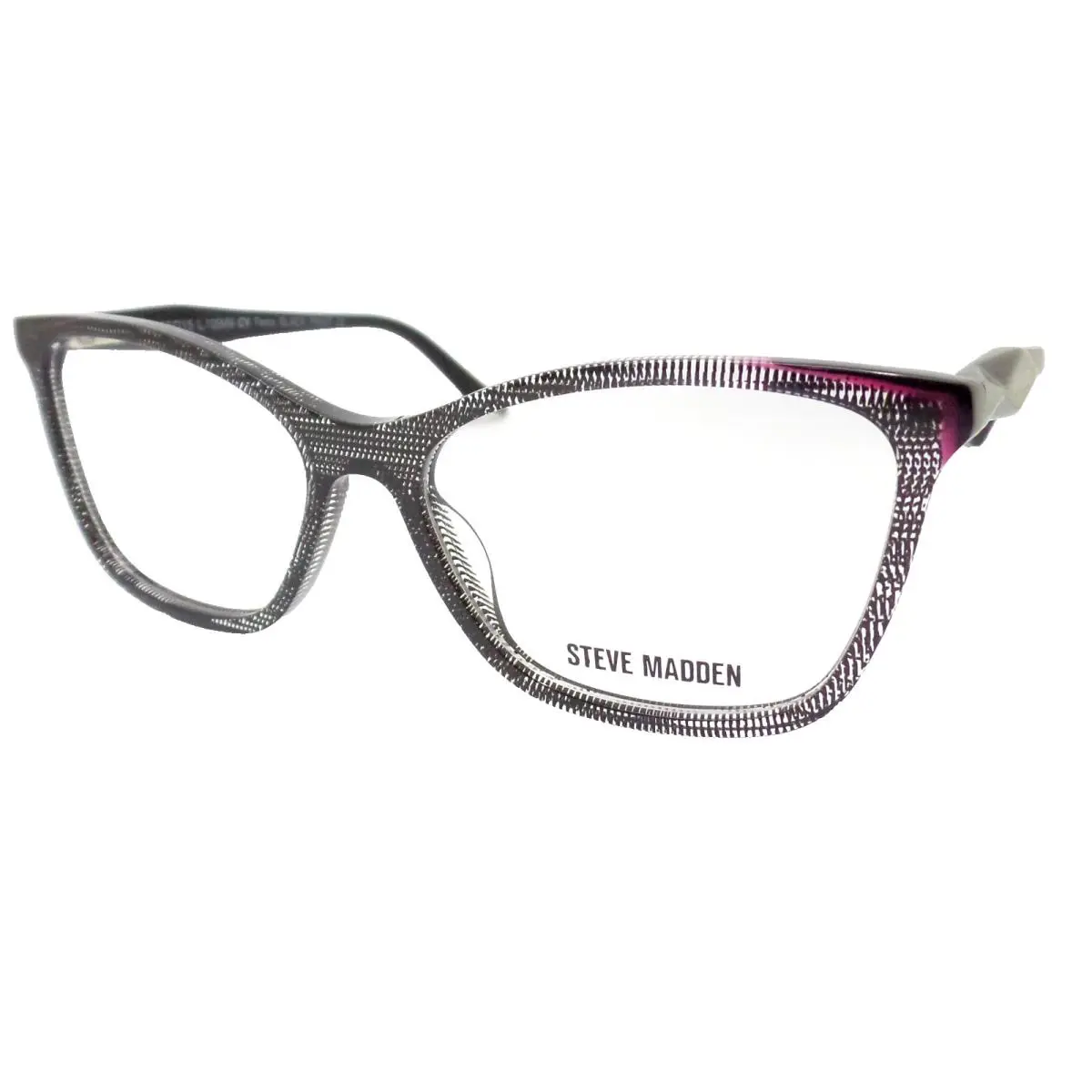 Steve Madden Fenix Black Pink Crystal 52mm Eyeglass RX Frame
