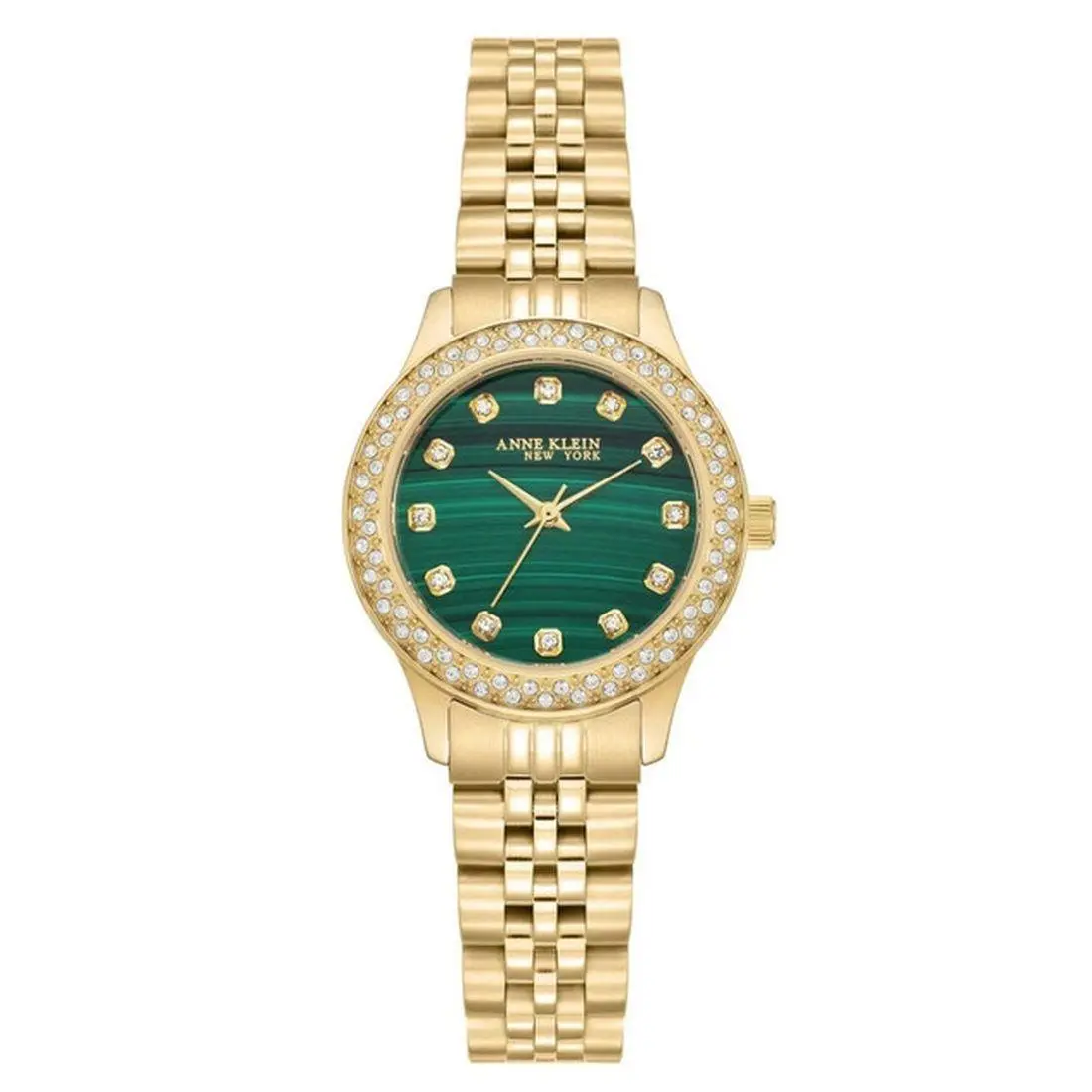 12/7784MAGB Women’s Malachite Crystal Gold Watch Box Papers by Anne Klein