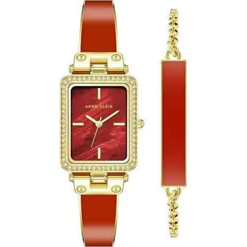 Anne Klein Women`s Premium Crystal Accented Bangle Gold Watch and Bracelet Set