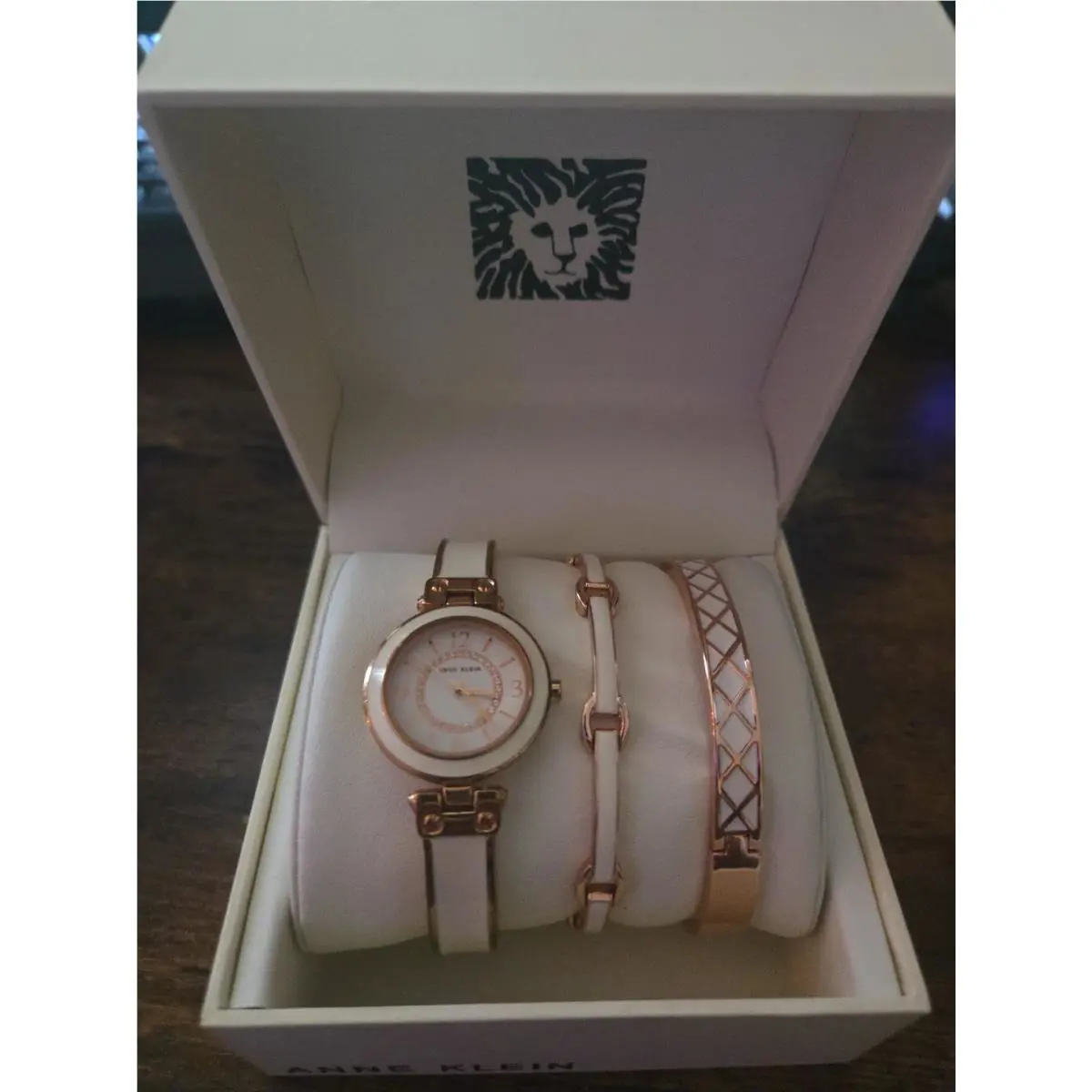 Anne Klein Women`s AK/3296WTST Swarovski Crystal Accented Watch Bangle Set