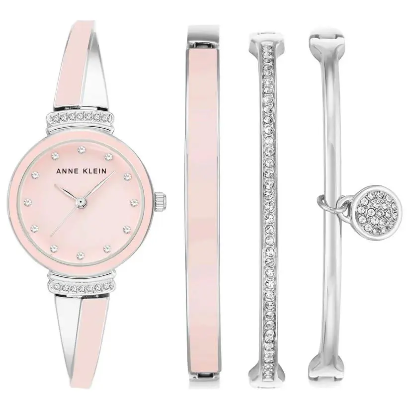 Anne Klein Women`s Premium Crystal Accented Bangle Watch Set