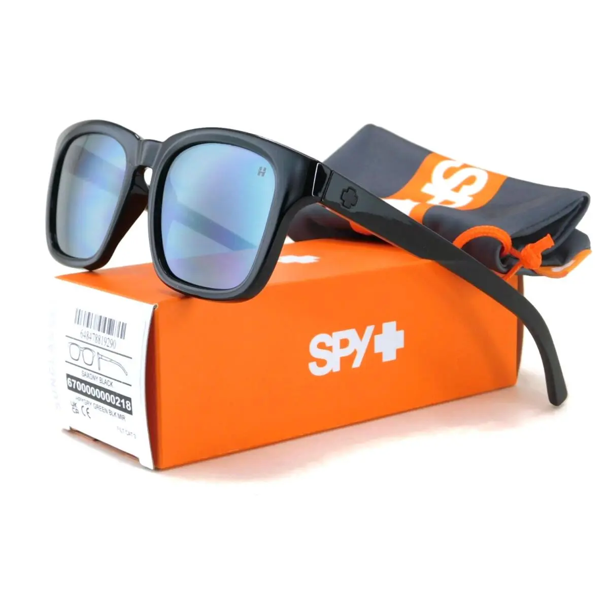 Spy Saxony Sunglasses Black / Happy Gray Green Black Mirror Lens - Frame: Black, Lens: Happy Gray Green with Black Mirror