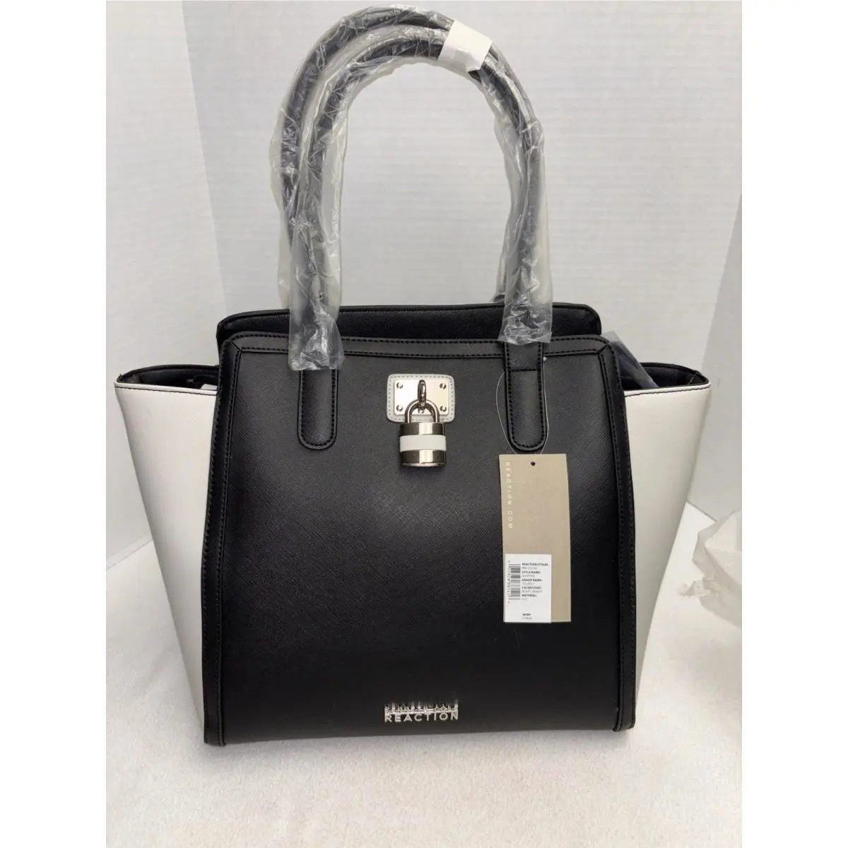 Kenneth Cole Reaction Shopper Tourist Shoulder Pvc Womens Bag Black Wheat