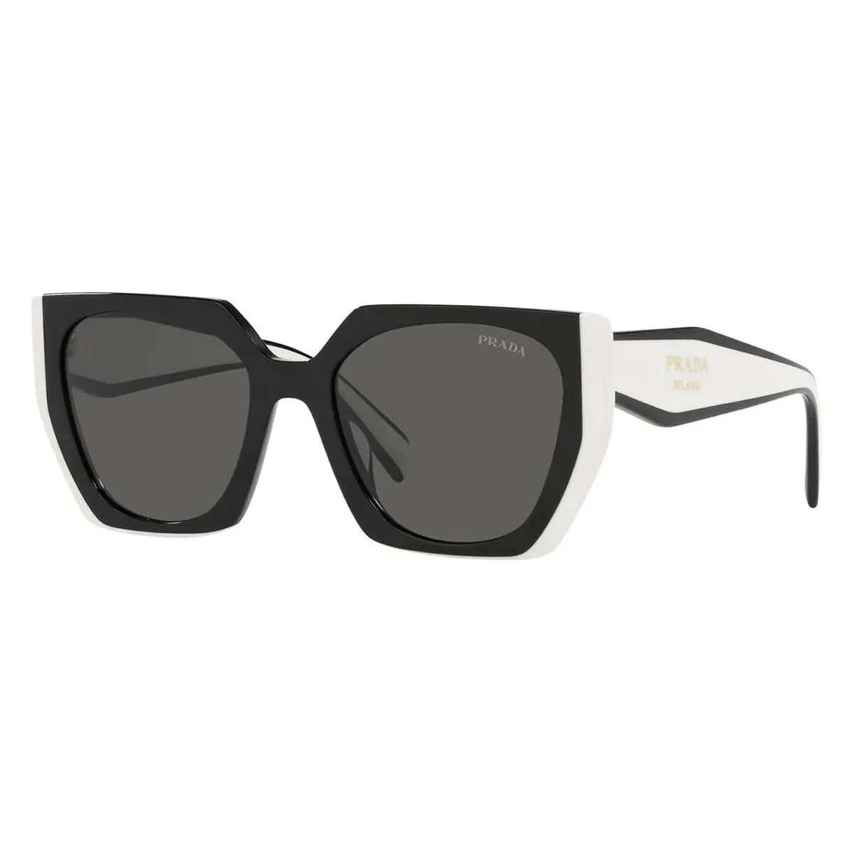 Prada PR15WS 09Q5S0 Black White Dark Grey Women`s Sunglasses
