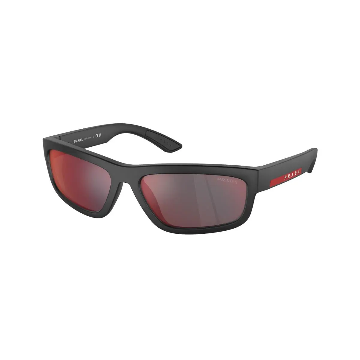 Prada Linea Rossa PS 5ZS Black Rubbered Dark Grey Mirro DG008F Sunglasses