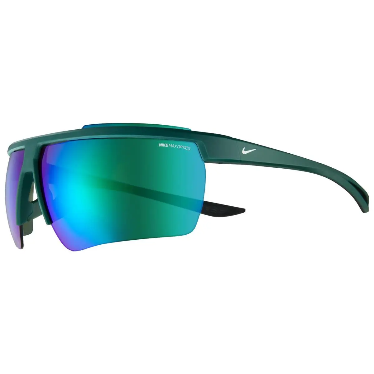 Windshield 20 Men`s Semi-rimless Wrap Sunglasses W/max Optics Mirrored Lens Gorge Green/Green (341) by Nike