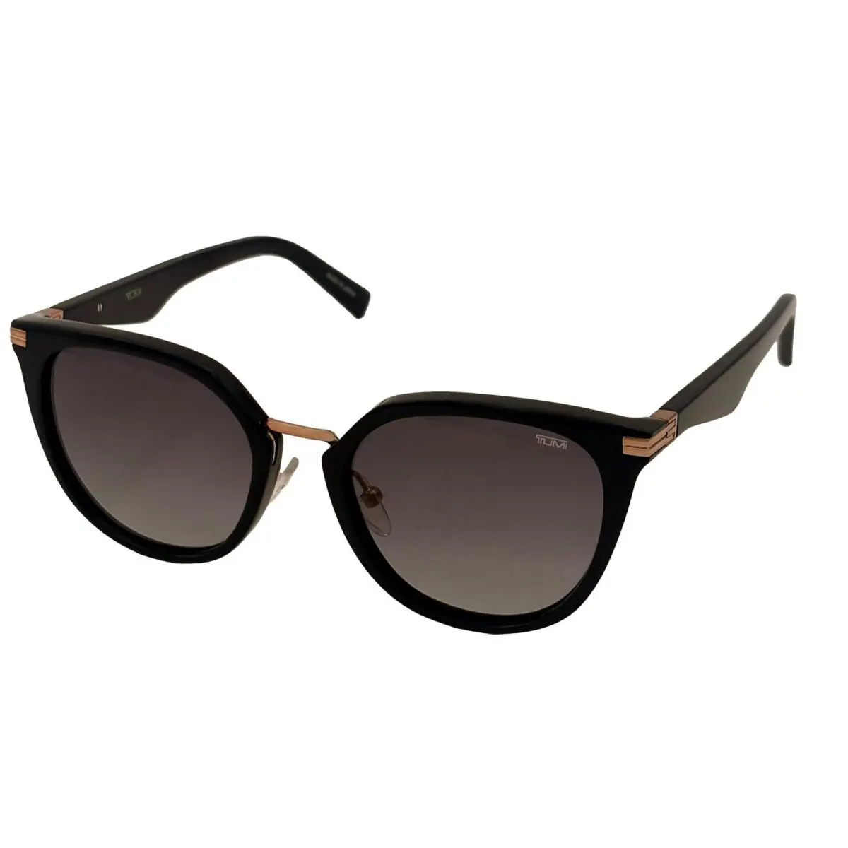 Tumi Mens Black Gold Square Mens Plastic Sunglass Brown Lens Stu 004. 700
