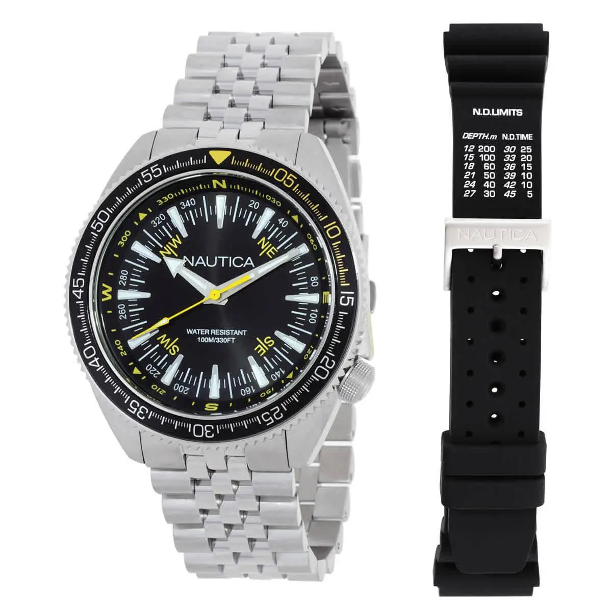 Vintage Quartz Black Dial Men`s Watch Box Set NAPNVF303 by Nautica