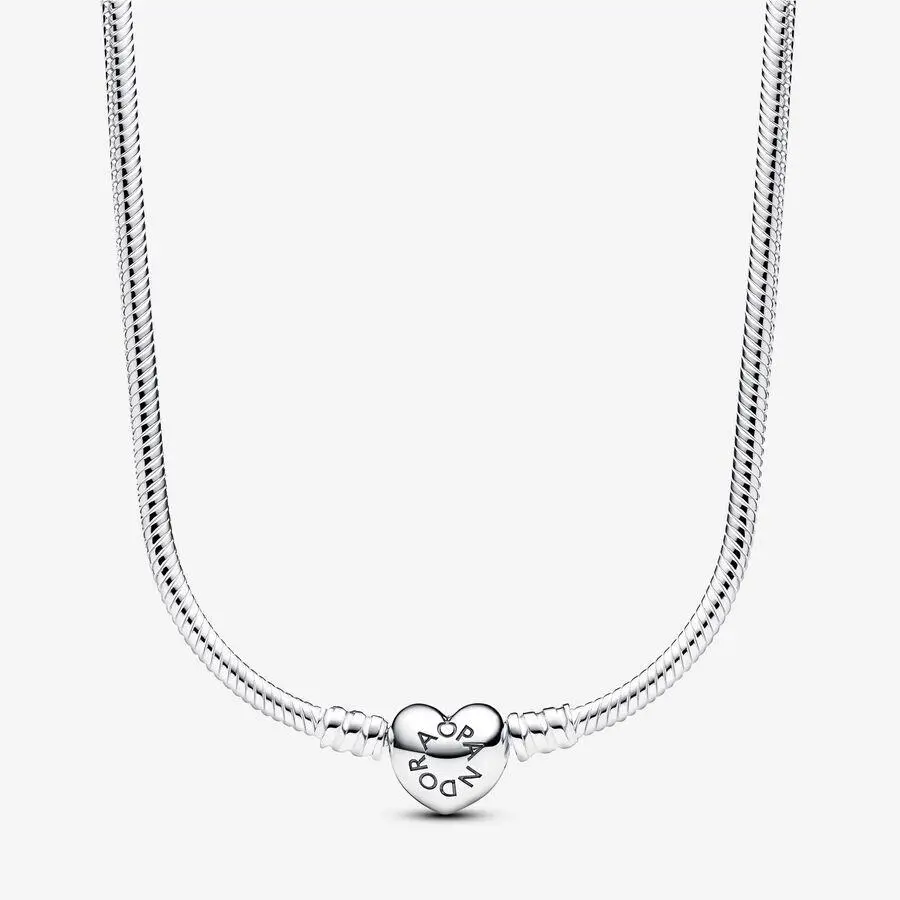Pandora Moments Heart Clasp Snake Chain Necklace- 393091C00-45