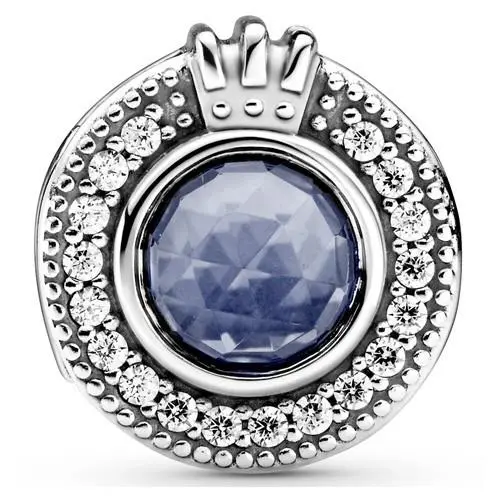 Pandora Sparkling Blue Crown O Charm Sterling Silver CZ 799058C01