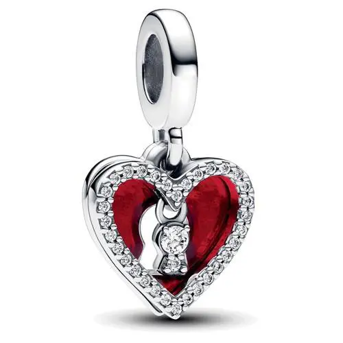 Pandora Red Heart Keyhole Double Dangle Charm 793119C01