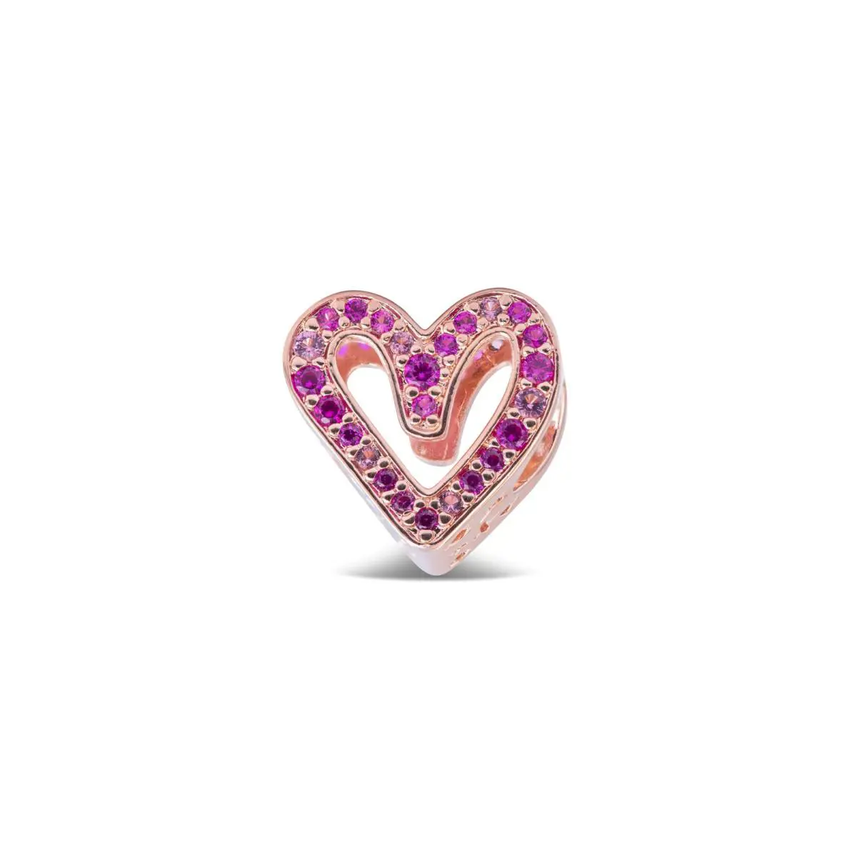 Pandora Sparkling Ruby Red Pink Freehand Heart Charm 788692C02
