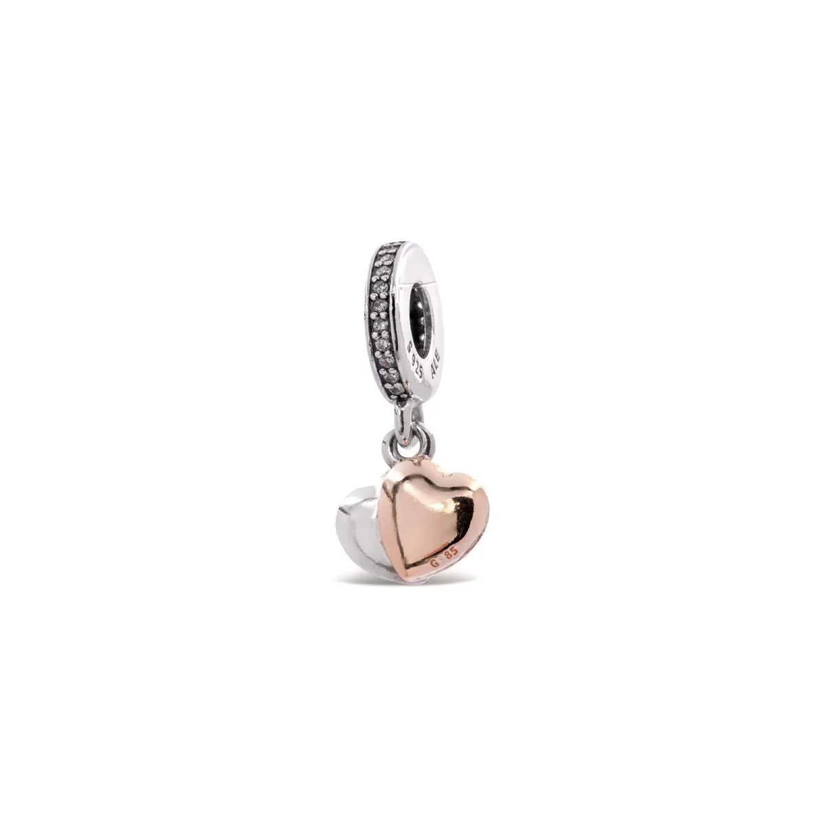 Pandora Two-tone Double Heart Dangle Charm 799162c01