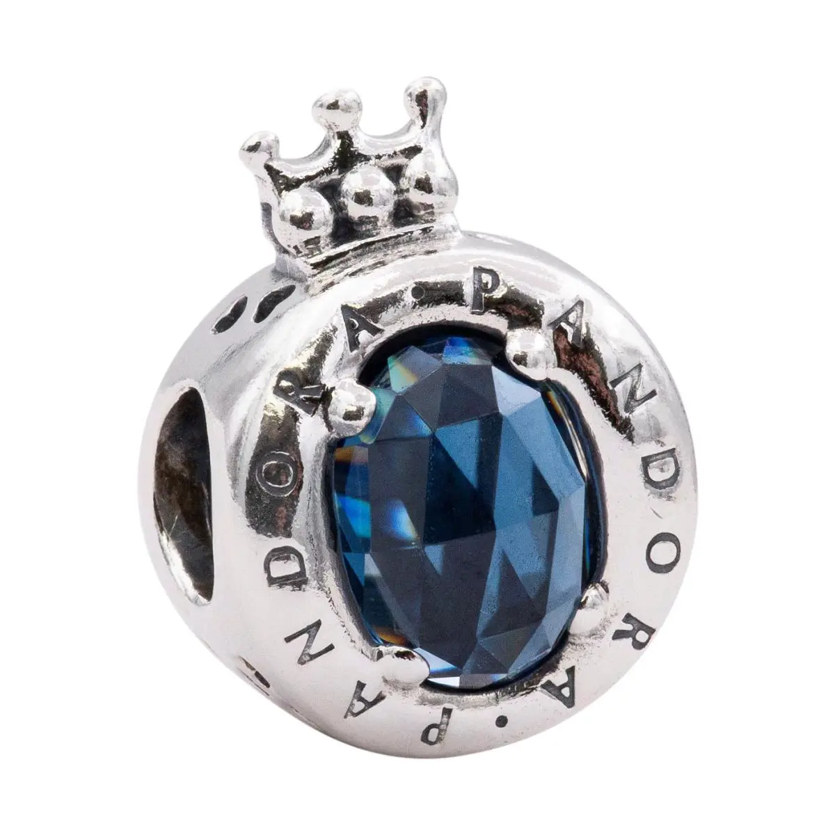 Pandora Crown O Sterling Silver Charm with Moonlight Blue Crystal - 798266NMB