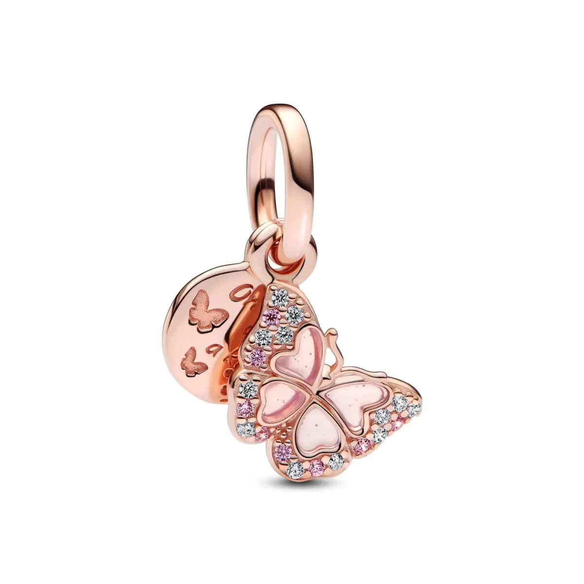 Pandora Pink Butterfly Quote Double Dangle Charm 782555C01
