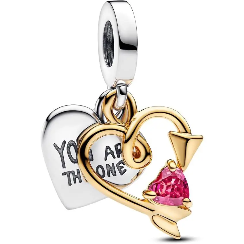 Pandora Engravable Heart Arrow Double Dangle Charm 763622C01
