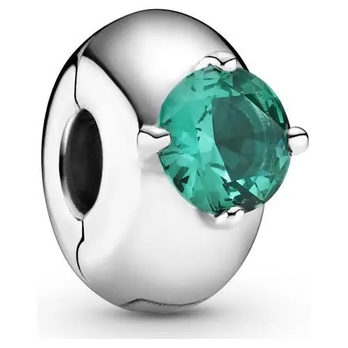 Colours Green Round Solitaire Clip Sterling Silver CZ 799204C03 by Pandora