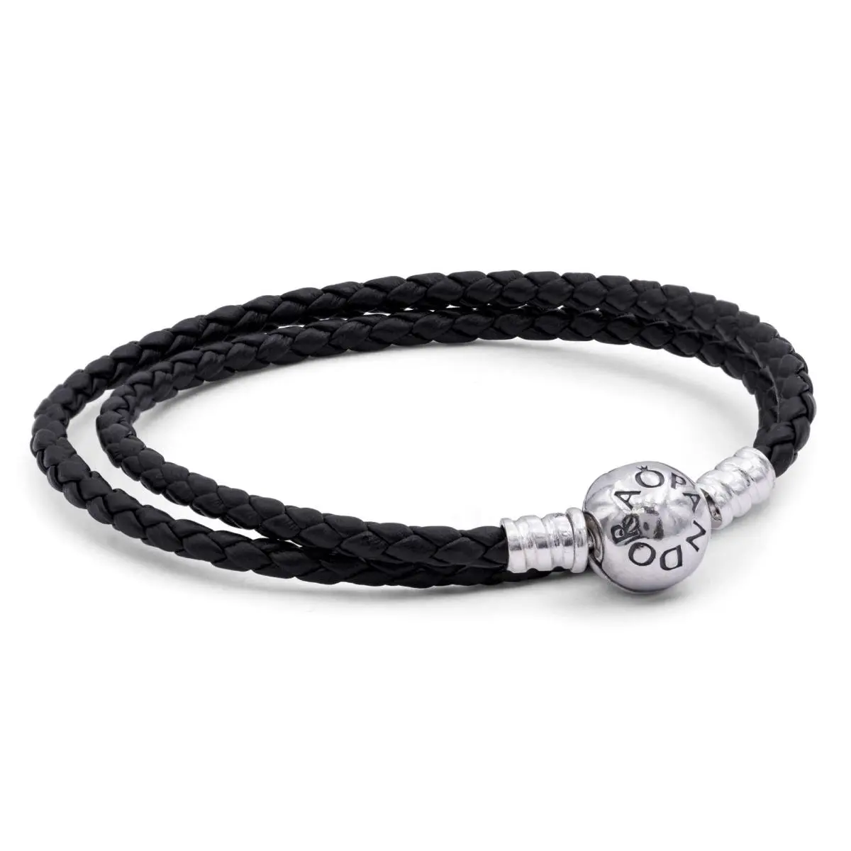 Pandora Black Braided Double-leather Charm Bracelet 590745CBK-D1