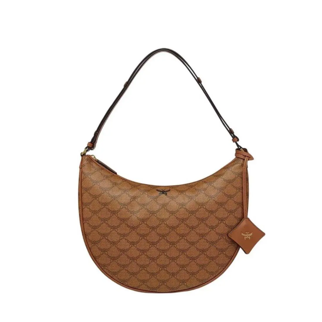 Mcm Women`s Himmel Ascending Moon Hobo Bag in Lauretos Brown Monogram - Handle/Strap: Brown, Hardware: Gold, Exterior: Brown