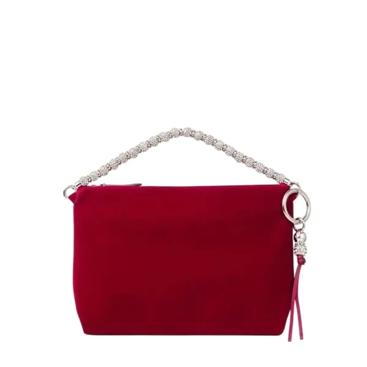 Jimmy Choo Callie Velvet Clutch in Red and Silver