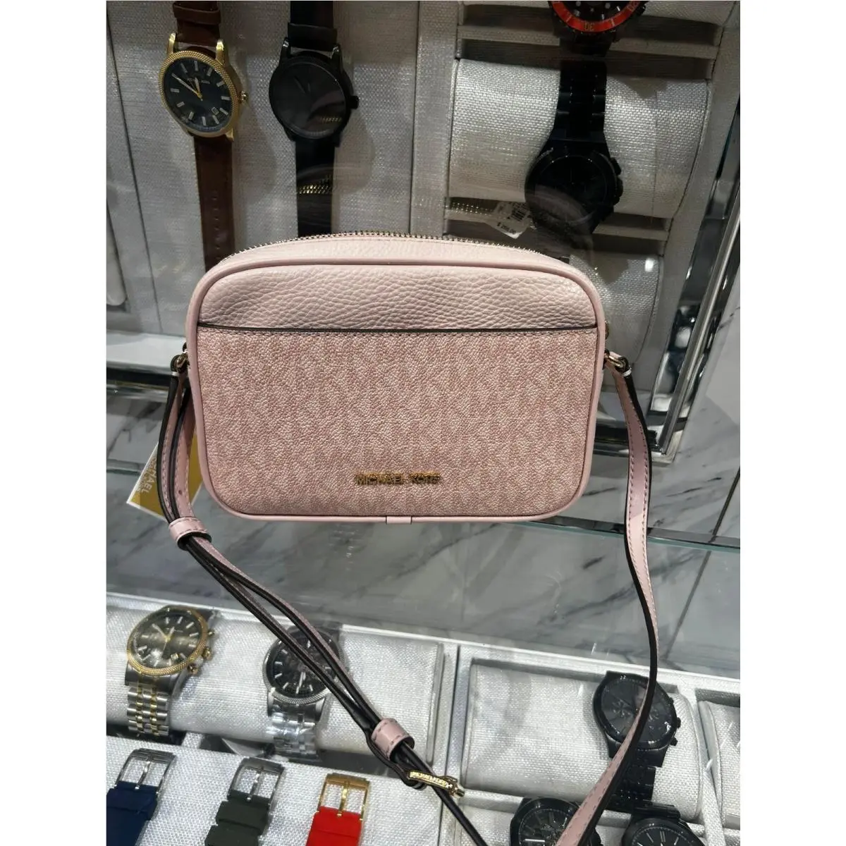 Jet Set Small Women Crossbody Strap Camera Bag MK Logo Variation POWDER BLUSH by Michael Kors