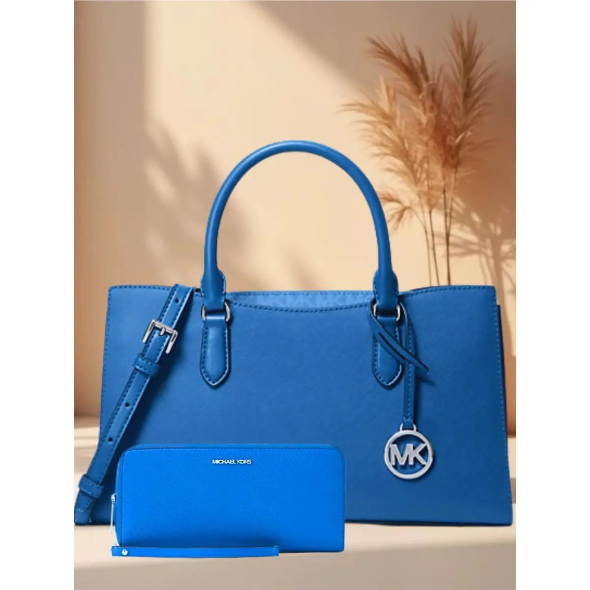 Michael Kors Arden Women Medium Top-zip Crossbody Satchel Bag Galaxy Blue