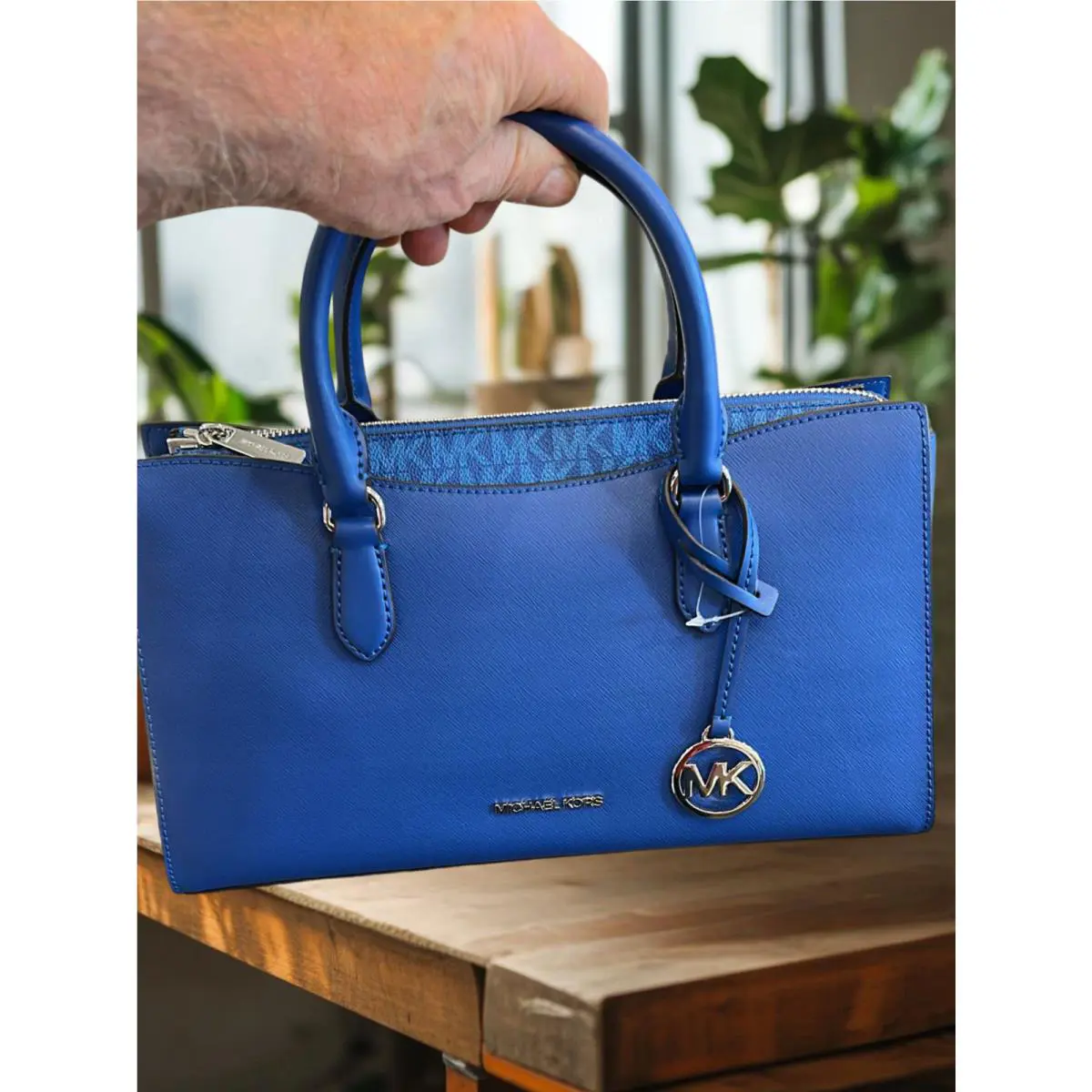 Michael Kors Arden Medium Purse Handbag Crossbody Satchel Bag Blue Messenger MK