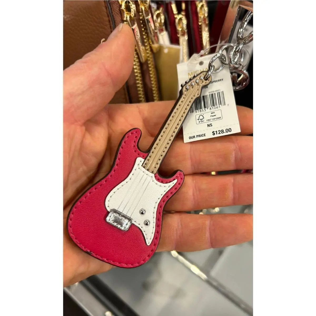 Michael Kors Giftables Guitar Bag Charm Key Chain Dark Raspberry