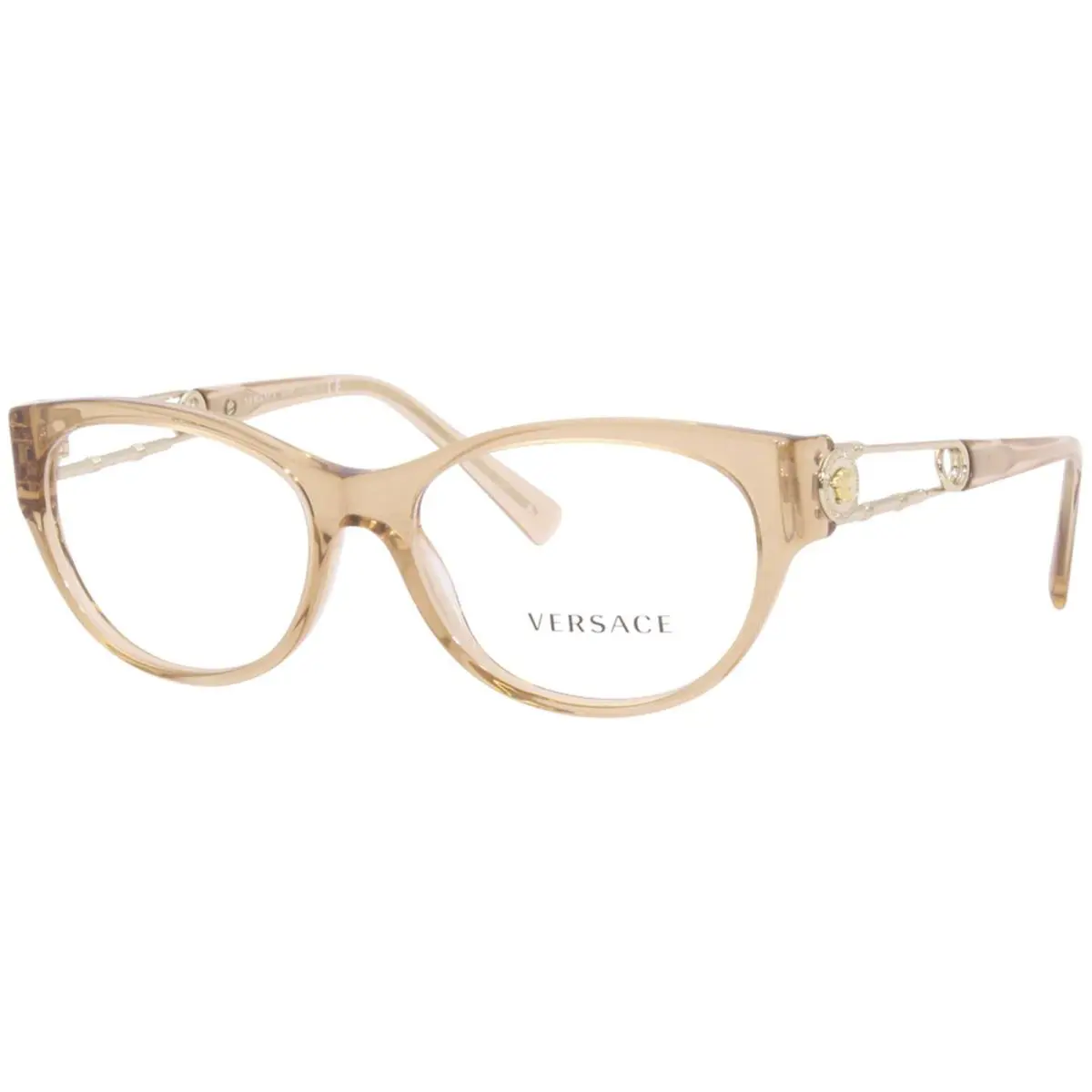 Versace VE3289 5333 Eyeglasses Transparent Brown/gold Medusa Logo 54mm