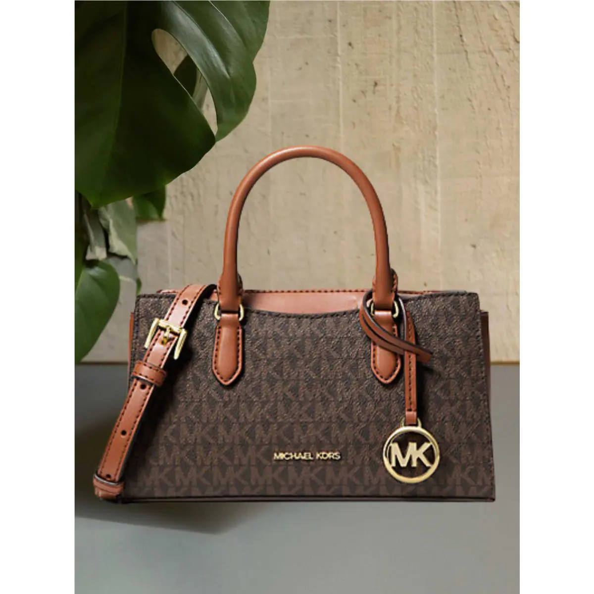 Michael Kors Arden Women Small MK Logo Crossbody Messenger Purse Handbag Brown