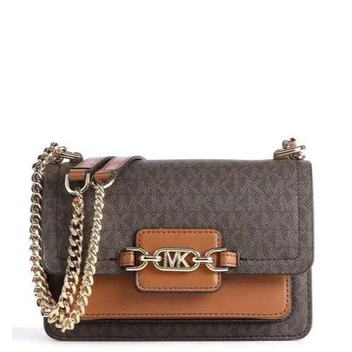 Michael Kors Ladies Heather Extra-small Logo Leather Crossbody Bag Brown/acorn