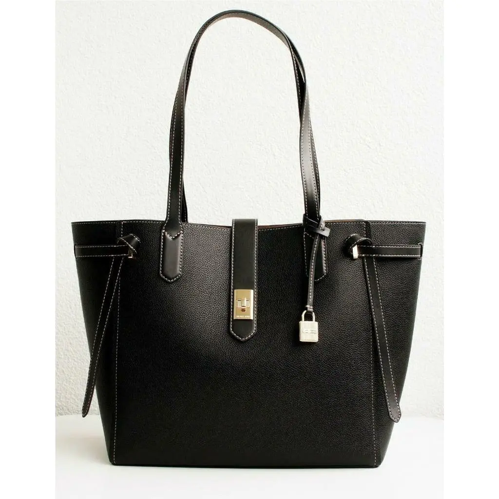 Michael Kors Cassie Black Pebbled Leather Tote/handbag - Large
