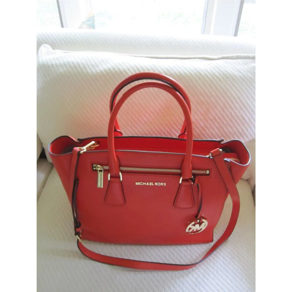 Michael Kors Large Sophie Leather Satchel- Mandarin /$398