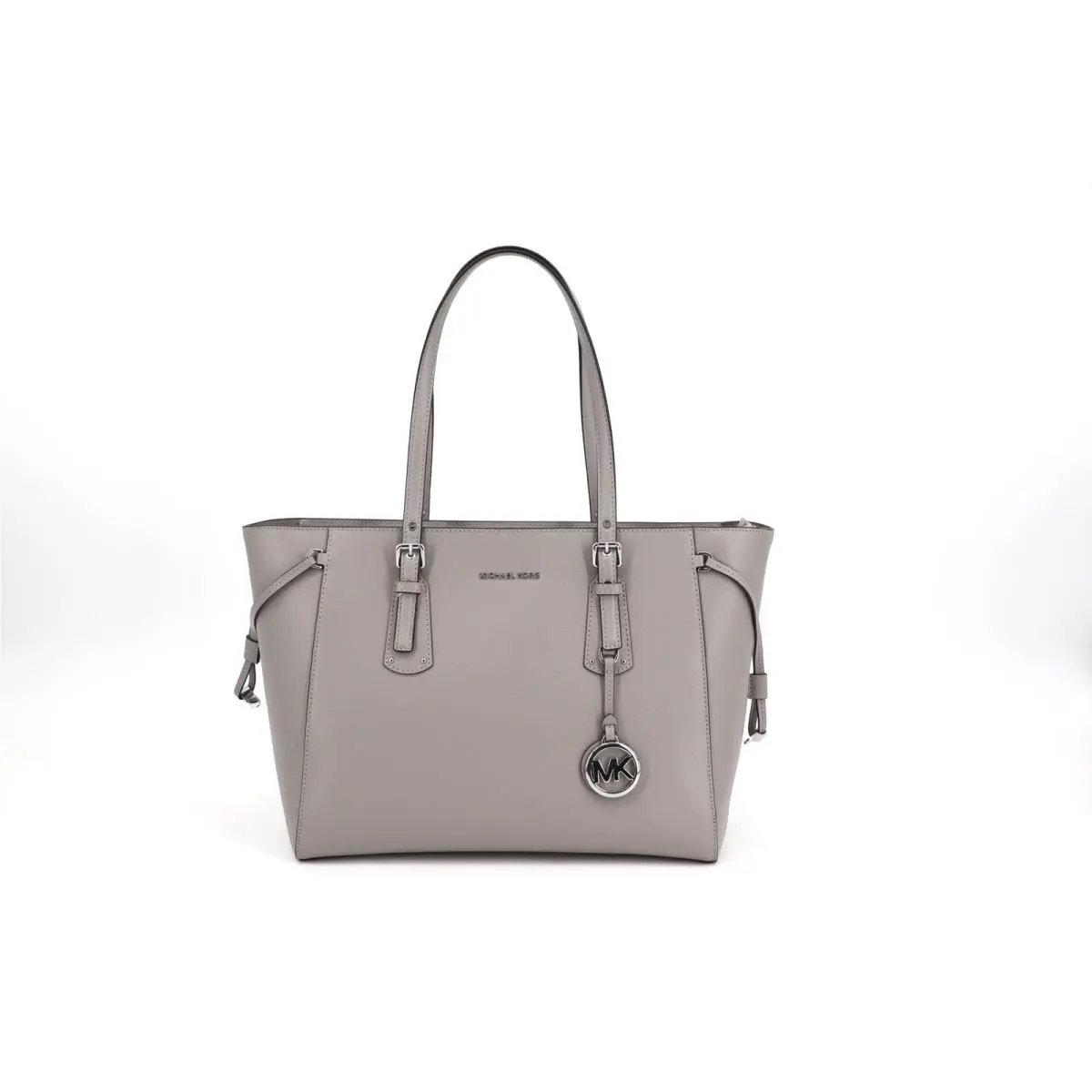 Michael Kors Voyager Medium Multifunction Tote Pearl Grey Saffiano Leather