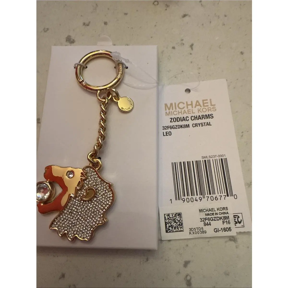 Michael Kors Gold Crystal Leo Zodiac Keychain/bag Charm