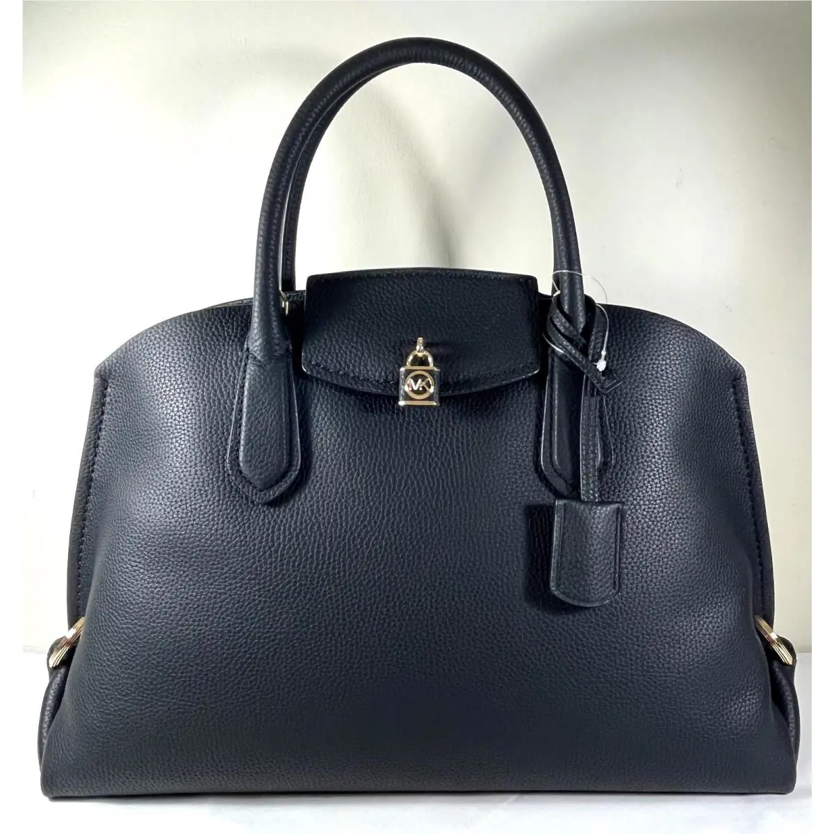 Michael Kors Sandra Black Pebbled Leather Large Satchel Shoulder Bag