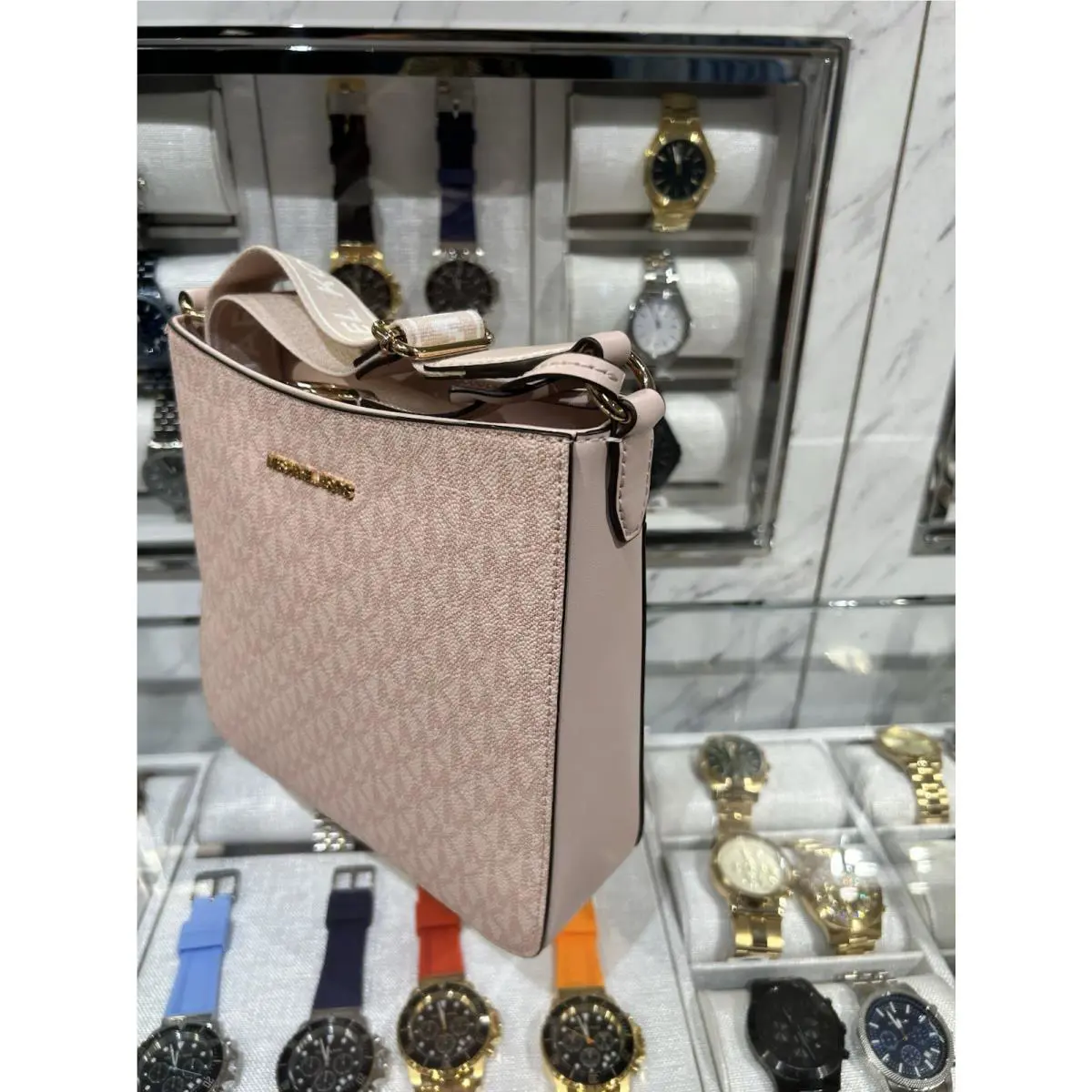 Michael Kors Women MK Small Bag Crossbody Messenger Handbag Purse Shoulder Pink