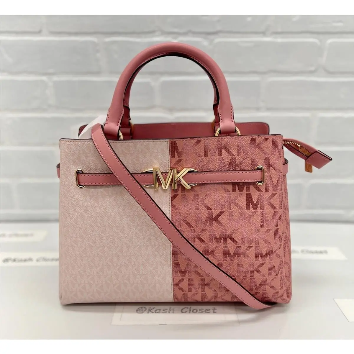 Michael Kors Reed Large Belted Satchel Purse Primrose Multi