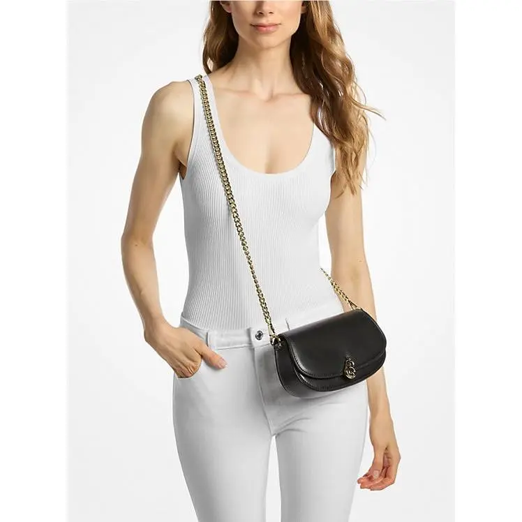 Michael Kors Mila Small Leather Crossbody Bag Black/ Style: 35F5GIMC5L