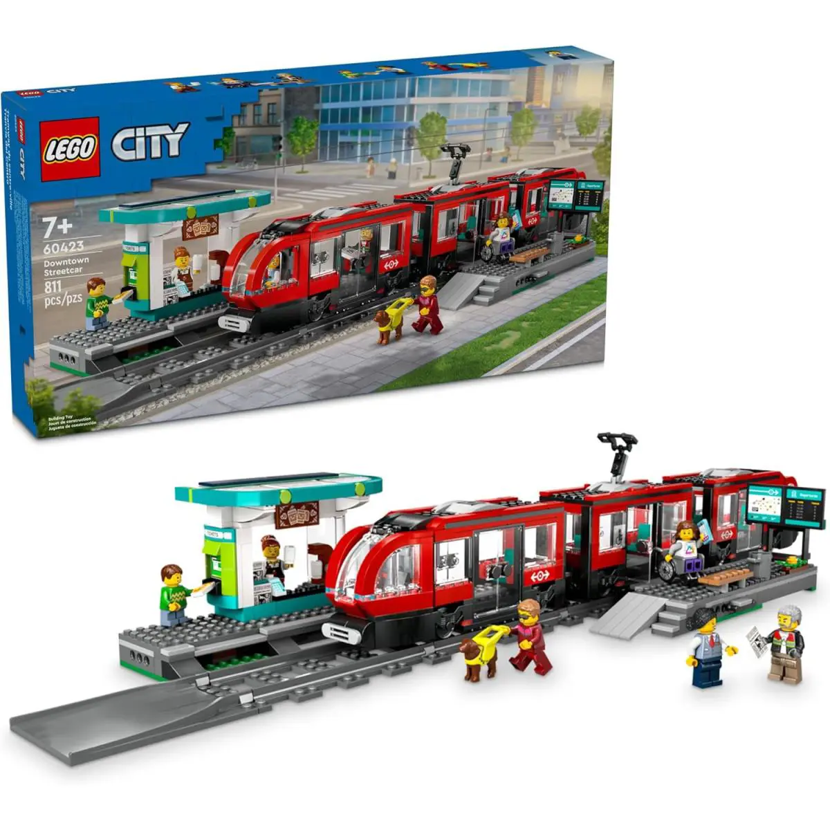 Lego City Downtown Streetcar and Station Train Set - Kids Toy Train Building Set