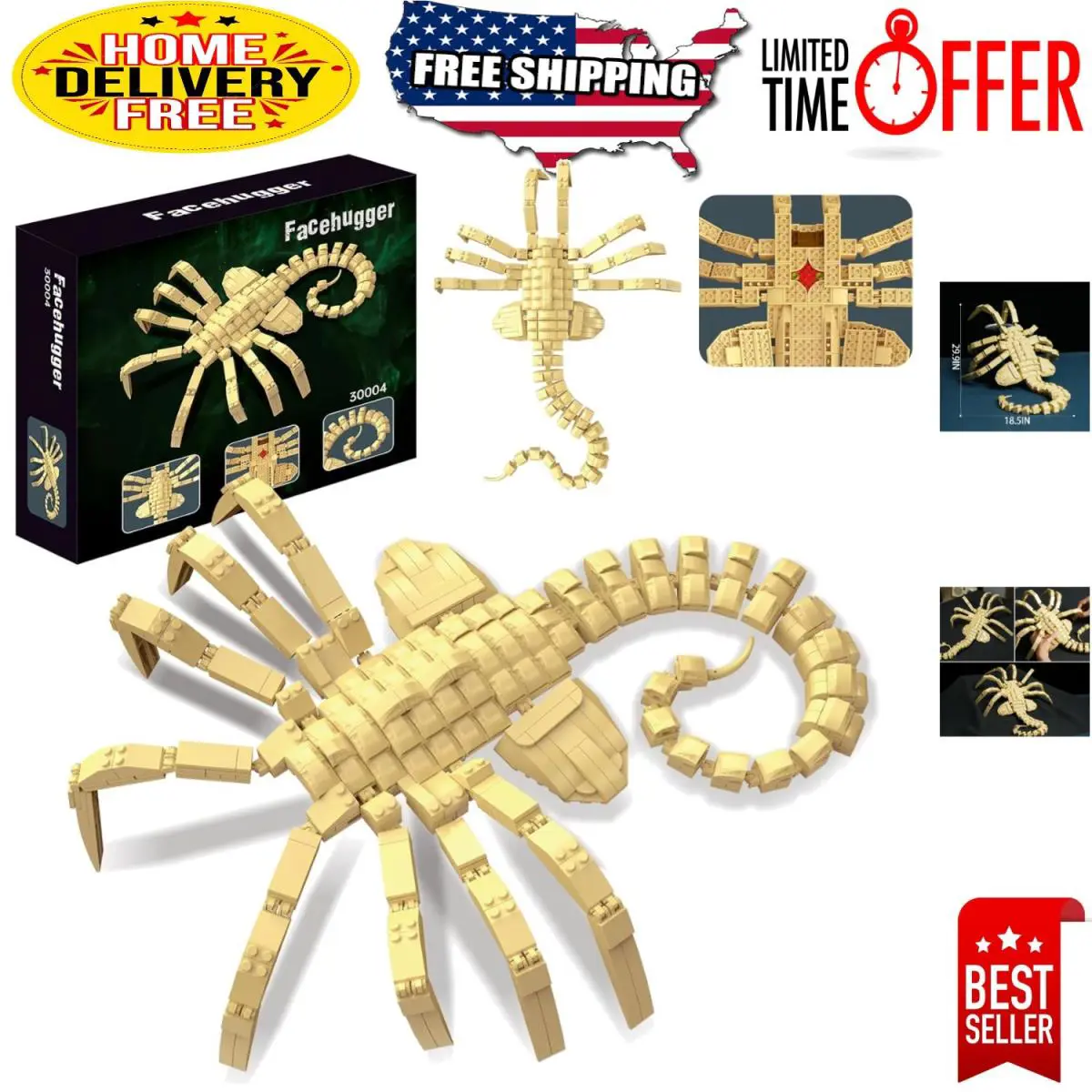 Lego-compatible Xenomorph Facehugger Building Kit - 572 Pcs For Thrilling Fun
