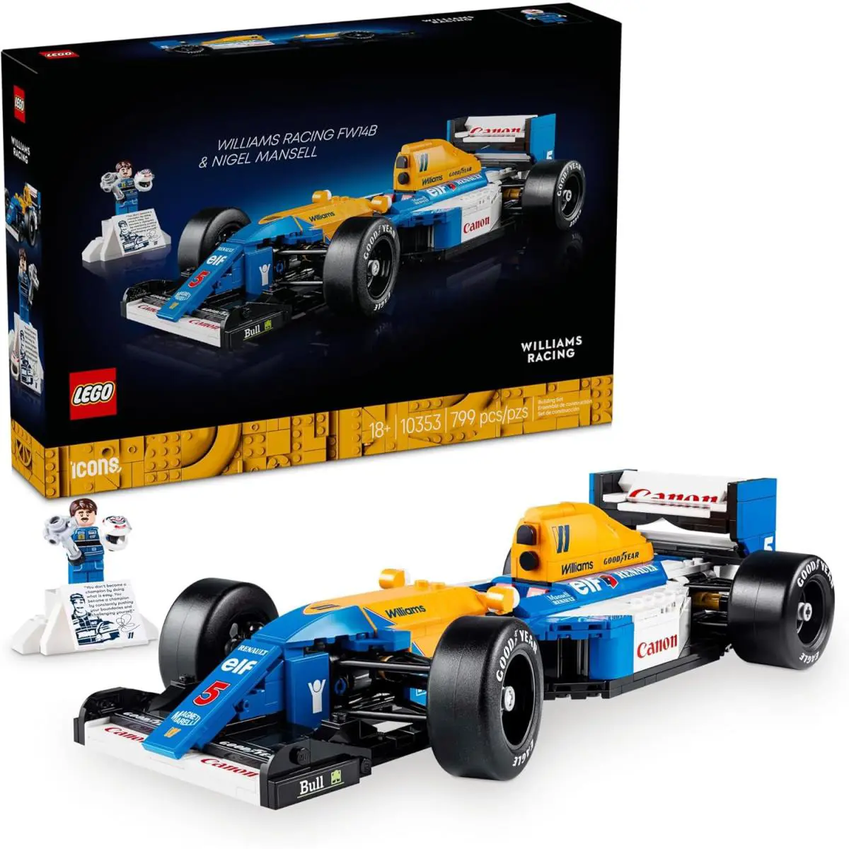 Lego Icons Williams Racing FW14B Nigel Mansell F1 Model Car Kit - Building Set