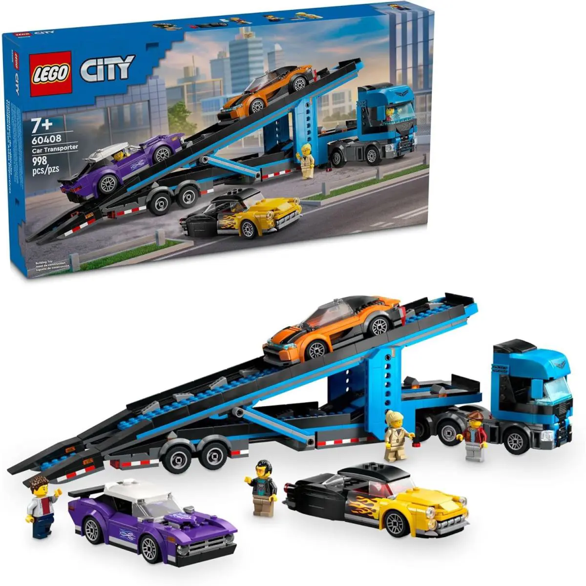 Lego City Car Transporter Truck with Sports Cars Building Toy Set - Semi Truck T