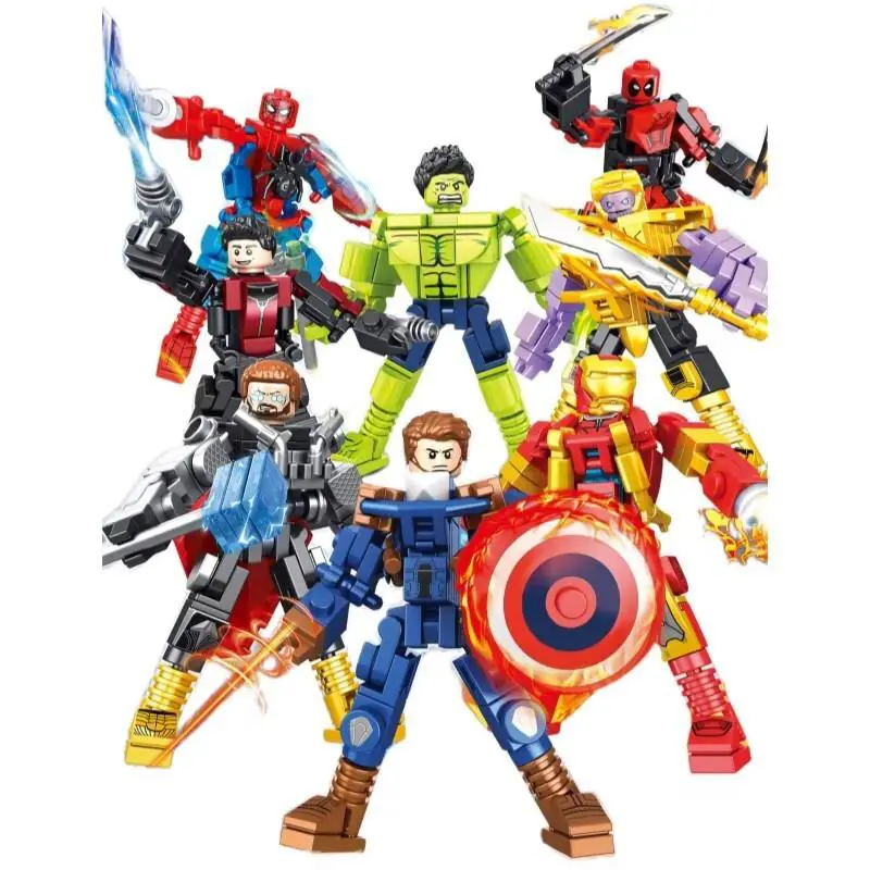 Lego Pre-built 8 Marvel Heros Figure Mini 8 Pcs Kit No Box