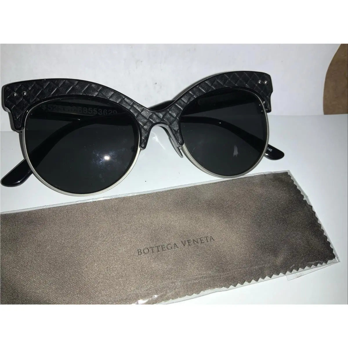 Bottega Veneta BV0014S 145 52 20 Sunglasses Black Leather